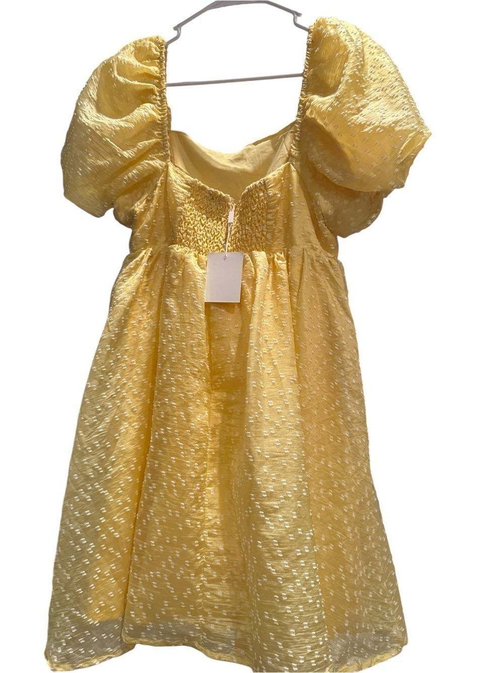 88. Vine Tree Textured Puff Sleeve Mini Dress NWT - Picture 4 of 6